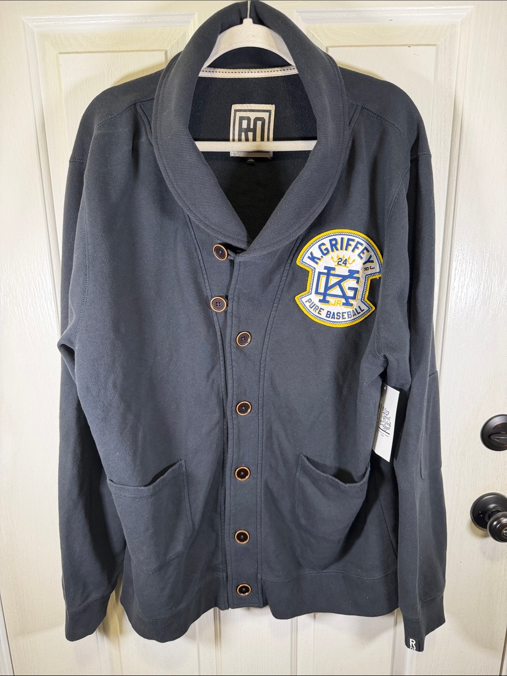 K. Griffey Jr. Navy Shawl-Collar Button Cardigan Jacket